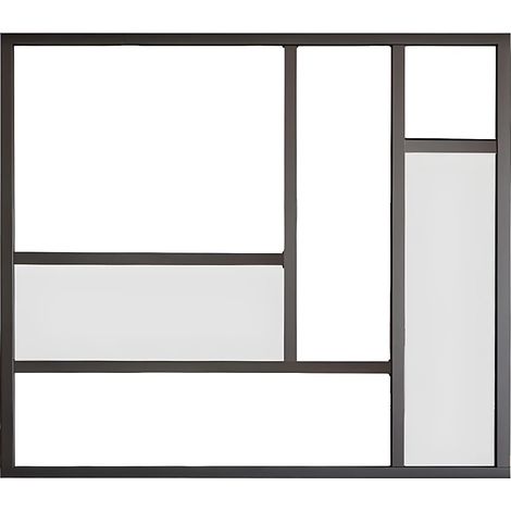 Vetrata stile atelier in alluminio termolaccato con specchi, 150x130 cm (L x H) - Nero - ELEXIA