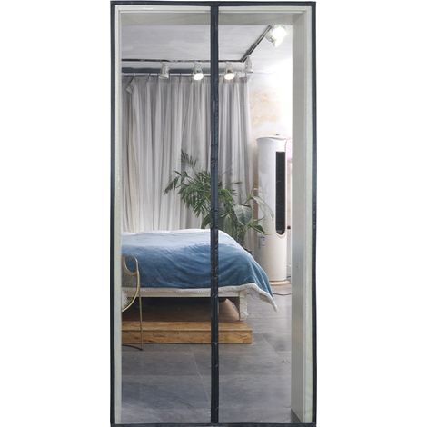 Moustiquaire Porte Magnétique 80x210cm Bande Adhésive Fermeture Automatique Maille Ultra Fine Installation sans Outil Facile pour Enfants et Animaux de Compagnie, Noir