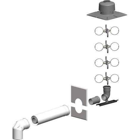 ATEC Set pozzetto SV-Schacht-Set DN 80/125 -DN 80 sistema di scarico fumi PP/acciaio bianco, 1473