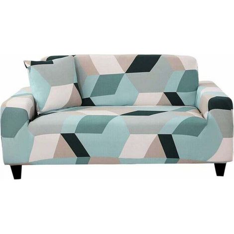 Housse de Canapé 3 Place Extensible Housse Fauteuil avec Accoudoirs Housse Protection pour Canapé Elastique Couvre Canapé Univers, (fauteuil, motif blocs de couleur claire) (1/5)
