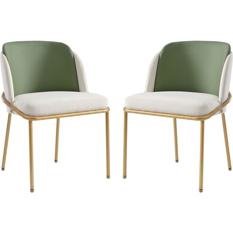 GagaLot de 2 chaises modernes vert or, pieds inclinés et réglables (1/5)