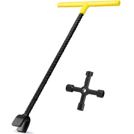 Clé de compteur d'eau 16 pouces (environ 40,6 cm) avec clé pratique à 4 directions, poignée en T pour l'outil de fermeture d'eau de la vanne principale du compteur (1/5)