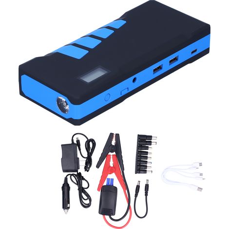 Batterie de démarrage portable 12V DC avec lampe LED, sac en EVA, chargeur 100-240V, Bleu-Noir (1/5)