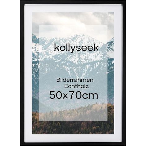 Kollyseek Bilderrahmen 50x70cm Schwarz Echtholz Passepartout Acrylglas (1/5)