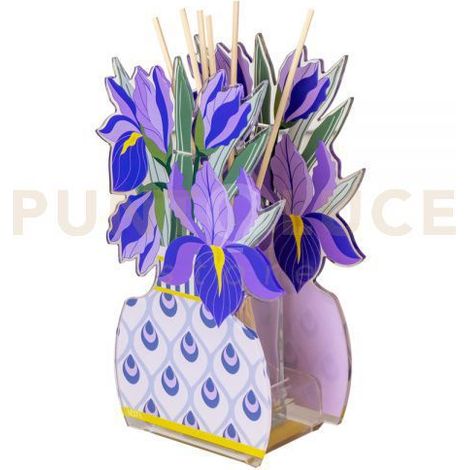 PROFUMATORE IRIS PICCOLO IN CRISTALLO ACRILICO DECORATO VIOLA FRAGRANZA BY CHIARA FIRENZE ANIMA 100ML