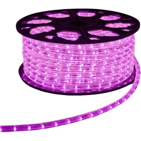 Cordon LED 50m gamme pro silicone Rose 230V anti UV 36 LED/M horizontales sécable (1/3)
