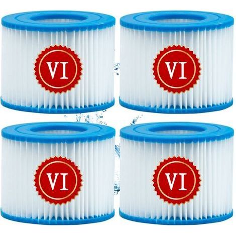 Cartouche defiltre Piscine Type VI, pour Bestway Type VI Pool Filter, Taille 6-58323 pour Filtre Spa pour bestway pour Lay-z-Spa Miami, Vegas, Monaco, pour Nettoyage Filtre Spa, 4Pcs (1/5)