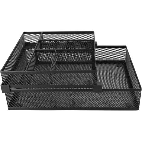 Corbeille à courrier métallique 2 niveaux, plateau double couche amovible, rangement polyvalent pour bureau et salle de classe (1/5)