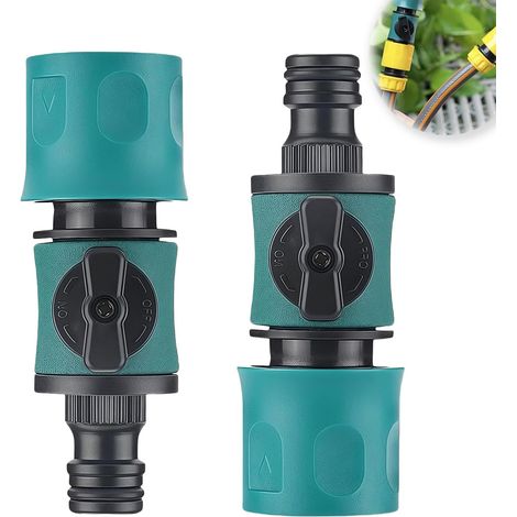 Ensemble de 2 Raccords Rapides pour Tuyau d'Arrosage 9.5cm(1/2"), Connecteurs de Tuyau avec Adaptateur de Robinet à 1 Sortie, Valve de Contrôle du Débit, Installation Rapide et Facile (1/5)