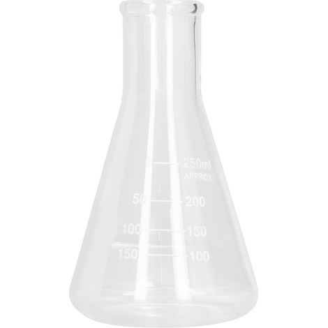 Fiole conique col étroit 250ml en verre borosilicaté épais pour laboratoire de chimie (1/5)