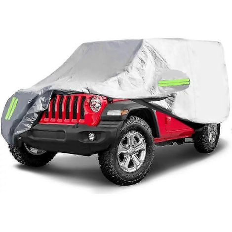 Wasserdichte, wind- und staubdichte Autoabdeckung für Jeep Wrangler JK JL YJ (1987–2019) – Schwarz/Silber, UV-Schutz, Autozubehör, silber, 2-Türer (1/5)