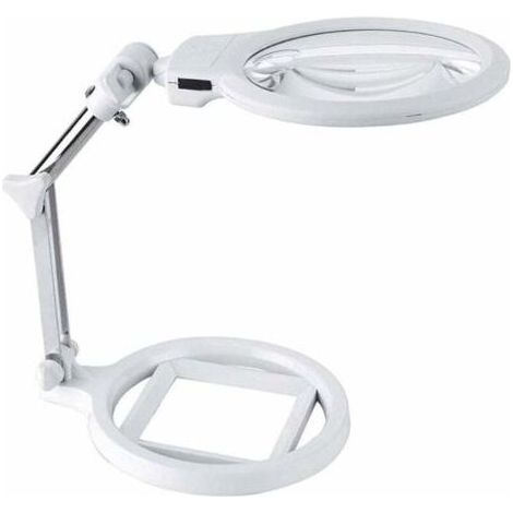 Loupe de table Lampe Loupe sur Pied Réglable en Métallique Grand support de bureau réglable 130 mm inspection et maintenance lecture loupe 5x (1/5)