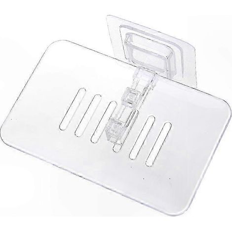 Porte-savon double couche avec porte-éponge mural, accessoire de salle de bain auto-adhésif, sans perçage. (1/5)