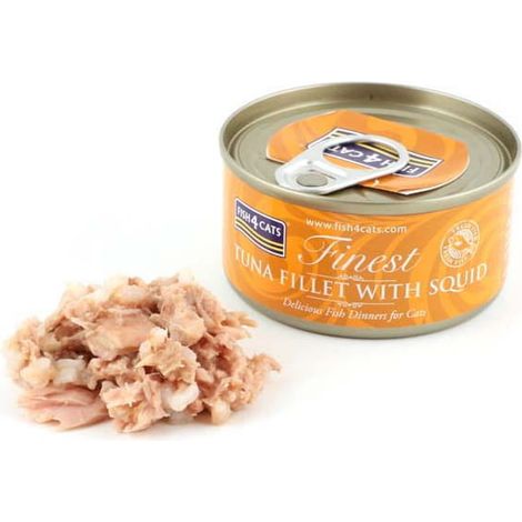 Fish4Cats - Filets de thon et calamars - Aliment humide pour chat 70 g