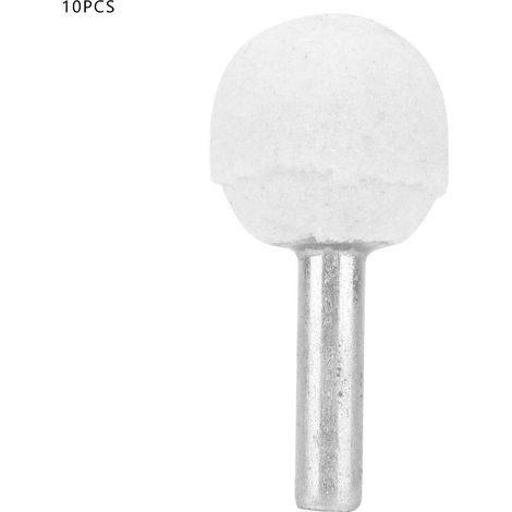 Ortviai Meule à polir céramique en corindon blanc, 10 pièces, diamètre de tige 6 mm, forme sphérique (6 x 20 mm) (1/5)