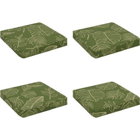 4-Piece Seat Cushions VUGHT 4 pcs 100% Polyester Leaf Design vidaXL