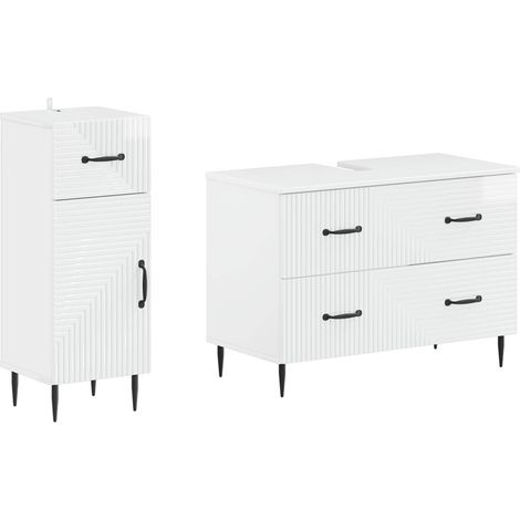 Maison Exclusive - Ensemble de 2 meubles de salle de bain HAARLEM Blanc brillant (1/5)