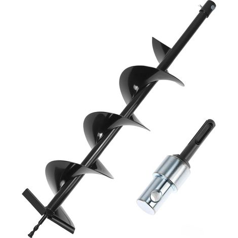 ® Foret de Terre, ⌀ 150 mm Tarière pour Perceuse avec Adaptateur, Foret 80 cm, pour Percer Trous et Planter Arbres (1/5)