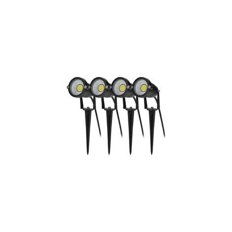 4PCS éclairage Extérieur à Piquer COB 5W 220V IP65 étanche Orientable Projecteur Spot Led Lampe de Jardin éclairage pour Chemins Plantes Balcon Terrasse Htel Pelouse LED Lumière Blanc