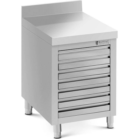 Armadio inox 50x70cm 7 cassetti con alzatina Royal Catering Cassettiera cucina (1/5)