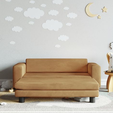 Canapé avec repose-pied pour enfants,Canapé de Salon,Fauteuil Club marron 100x50x30cm velours DGBDF703918 MaisonChic (1/5)