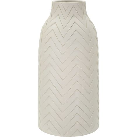 Vaso Winter moderno in MGO color crema - Ø 29x60 cm, texture a rilievo e forme morbide - Vaso da interno decorativo