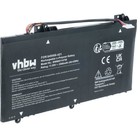 vhbw Akku kompatibel mit HP Pavilion 14-AL102UR, 14-AL102NX, 14-AL102TX, 14-AL102NI, 14-AL102NL, 14-AL102ng Notebook (3500 mAh, 11,55 V, Li-Ion) (1/5)