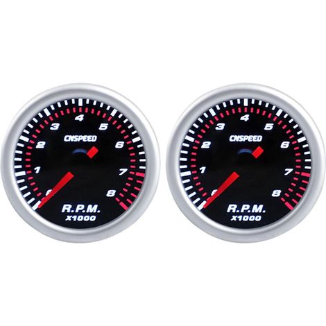 tachymètres CNSPEED 52 mm (2 pouces) pour voiture, 0-8000 tr/min, 12 V, universels, avec affichage LED blanc. (1/5)
