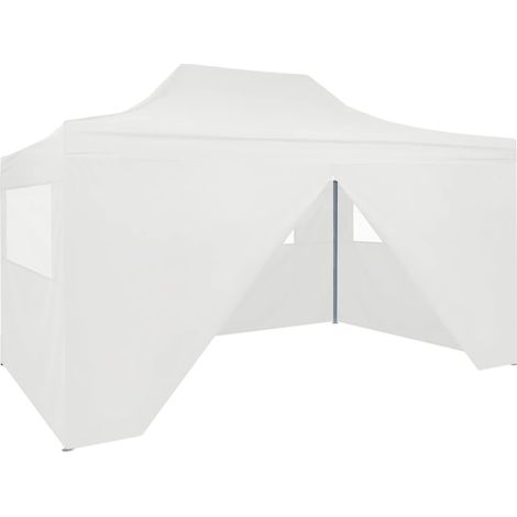 Tente de réception pliable, Barnum Pergola Pavillon Chapiteau Tonnelle de Jardin avec 4 parois 3 x 4,5 m Blanc FCV95524 (1/5)