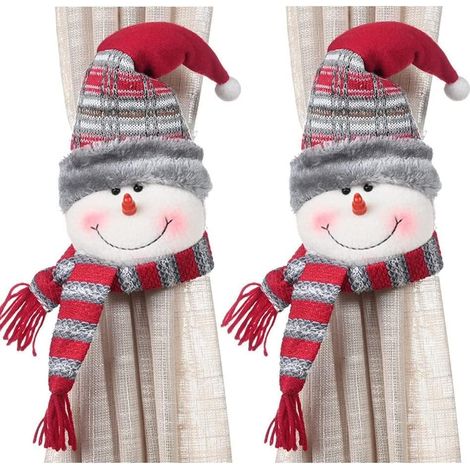 2 embrasses de rideaux de Noël, pinces à ruban bonhomme de neige pour rideaux de Noël, décorations de Noël pour la maison (1/5)