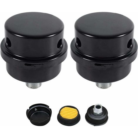 Compresseur d'air Filtre Silencieux, 3/8" 16mm Male Filetage Metal Coque Air Compresseur Silencieux Filtre, Silencieux Fliter d'admission en métal pour les chaudières à compresseur d'air 2 Pc