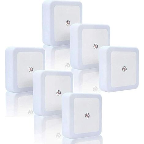 Lot de 6 veilleuses LED 1W automatiques avec détecteur de mouvement pour chambre d'enfant/toilettes/entrée/escalier/couloir/passage (blanc) (1/5)