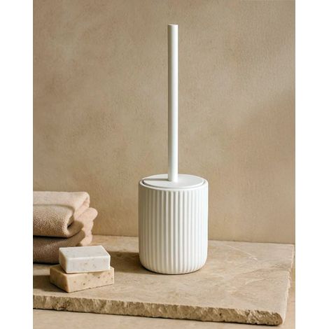 Portascopino wc a pavimento in ceramica bianco color