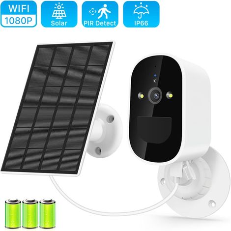 Camera de surveillance exterie solaire IP Wifi HD 1080P Dispositif de securite sans fil avec Audio et batterie Rechargeable 6000mAh (1/5)