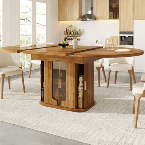 Mesa de comedor extensible 158x118x77 cm MDF nogal con almacenaje integrado - MEUBLIV (1/5)