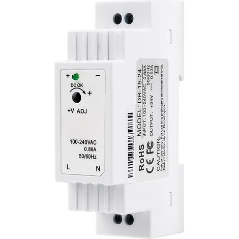 DIN-Rail Switching Alimentation 24v Alimentation à découpage DC Industrial Grade Power Supplies Single Phase Input transformateur d'alimentation 15.2W 24V 0.63A(DR-15-24) (1/5)