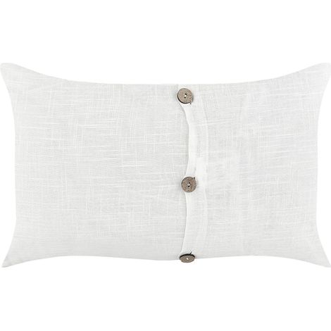 Conjunto de 2 cojines de algodón blanco fundas extraíbles con botones decorativos 30 x 50 cm blanco Banori