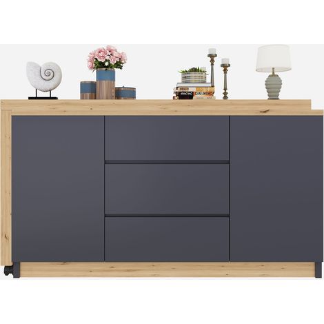 ELVMI Escritorio Esquinero Plegable con 2 Puertas 3 Cajones y Ruedas Bloqueables Tablero Giratorio 120×50×76,5 cm (1/5)