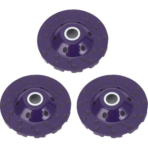 Disque diamanté meuleuse 100 mm lot de 3, meule boisseau diamant pour ponçage et polissage béton, pierre, ciment et marbre, violet (1/5)