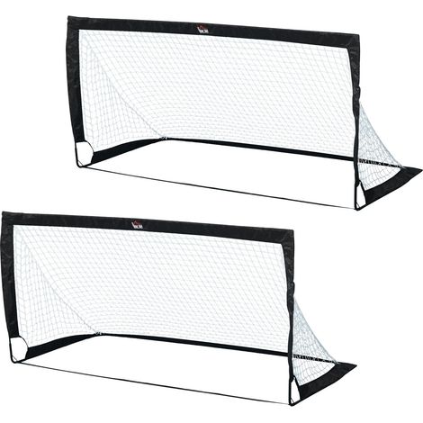 Fußballtore Set 2Er Set Minitore, Faltbar Aus Stahl Und Tetrolon, Schwarz, 186X90X89 Cm