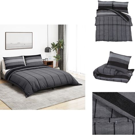 Ensemble de housse de couette gris foncé 260x220 cm Coton - Housses De Couette - Linge De Lit - Drap Housse - Literie - Coton (1/5)