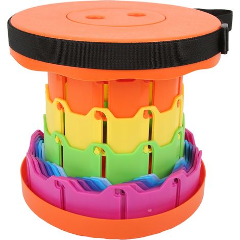 Tabouret télescopique portable, extensible, coloré, léger et pliant, idéal pour le camping, le jardin, la pêche, la randonnée, les voyages et les barbecues (arc-en-ciel orange). (1/5)