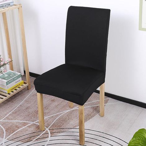 Lot de 6 housses de chaises extensibles noires pour salle à manger, mariage, hôtel et restaurant - Housses amovibles, lavables et modernes (1/5)