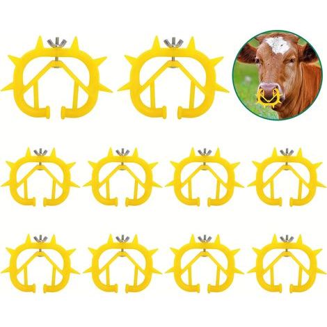 10 grüne Bullennasenspitzen, geeignet für landwirtschaftliche Betriebe orange/grüne Kälberabsetzvorrichtung 10 Kälbernasenringe gelbe Bullennasenringe, geeignet für Kälber (1/5)