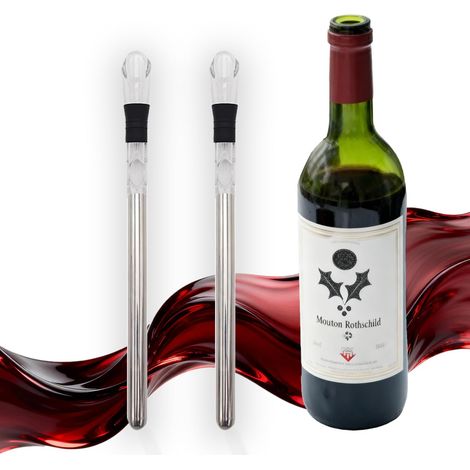 Ensemble de 2 refroidisseurs à vin avec tige de refroidissement en acier inoxydable et bec verseur anti-goutte-AquaForge