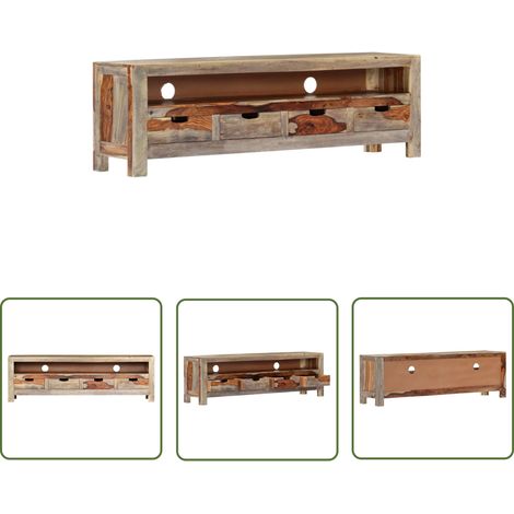 SKM Meuble TV Bois massif de Sesham 130 x 30 x 40 cm (1/5)