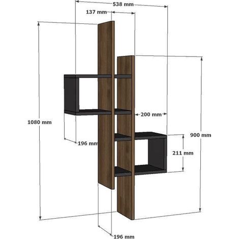 Mensola da parete in legno "Emse" - 53 x 19 x 108 cm - Rovere bianco zaffiro