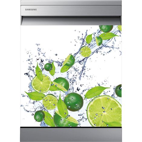Stickers Lave vaisselle - Citrons - 60x60 cm - Adhésif BRILLANT (1/2)