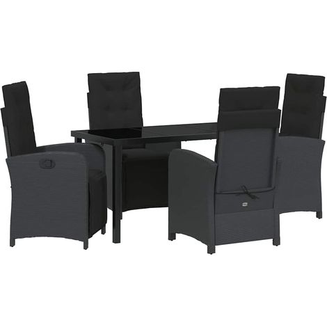 Garden Dining Set 5 pcs Black Poly Rattan vidaXL (1/5)