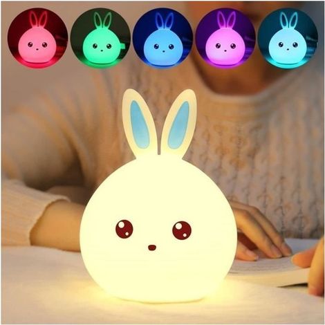 Veilleuse Lapin LED - CODREAM - Multicolore - Enfant - Blanc - Rechargeable USB (1/4)